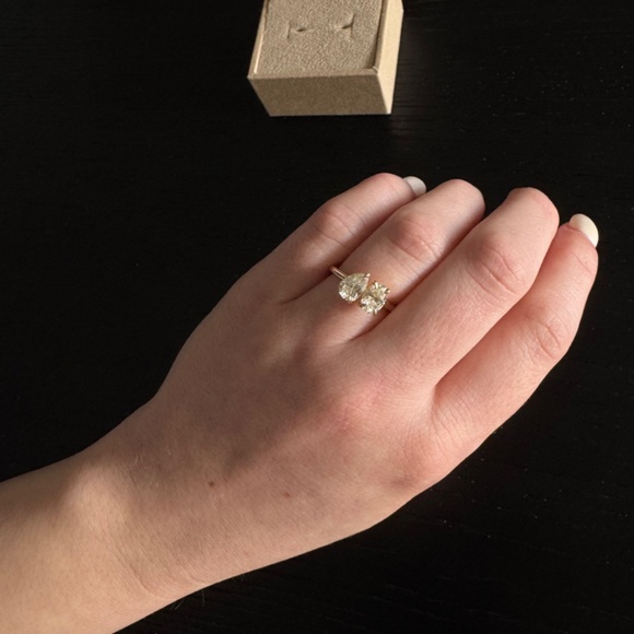 Natural Diamond Toi et Moi Engagement Ring - Picture 4 of 7